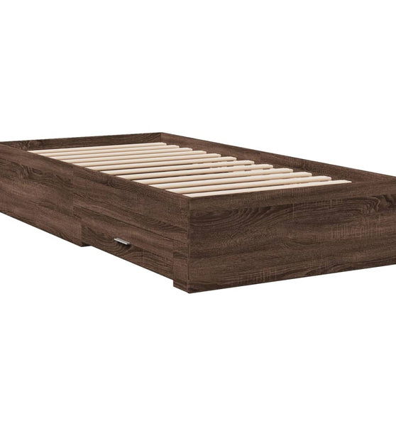 Bettgestell mit Schubladen Braun Eichen-Optik 90x190 cm