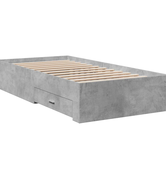 Bettgestell mit Schubladen Betongrau 75x190 cm Holzwerkstoff