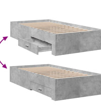 Bettgestell mit Schubladen Betongrau 75x190 cm Holzwerkstoff