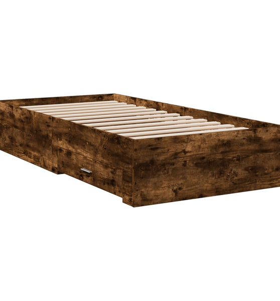 Bettgestell mit Schubladen Räuchereiche 75x190 cm Holzwerkstoff