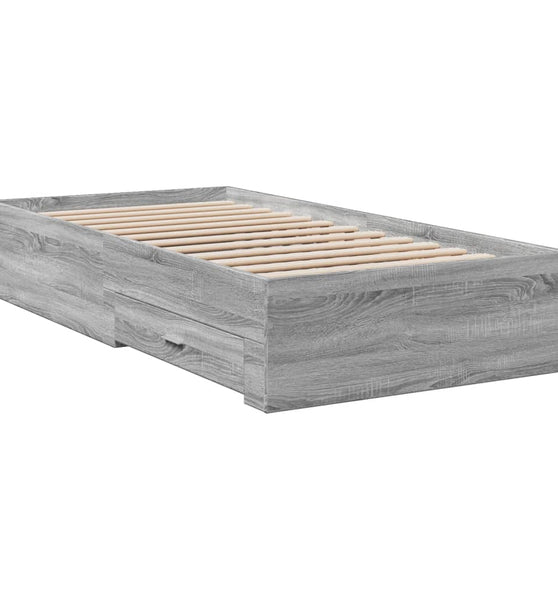 Bettgestell mit Schubladen Grau Sonoma 75x190 cm Holzwerkstoff