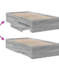 Bettgestell mit Schubladen Grau Sonoma 75x190 cm Holzwerkstoff