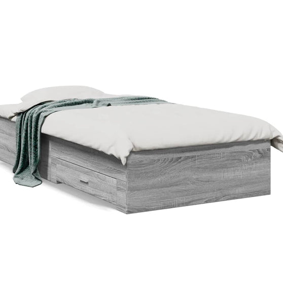 Bettgestell mit Schubladen Grau Sonoma 75x190 cm Holzwerkstoff