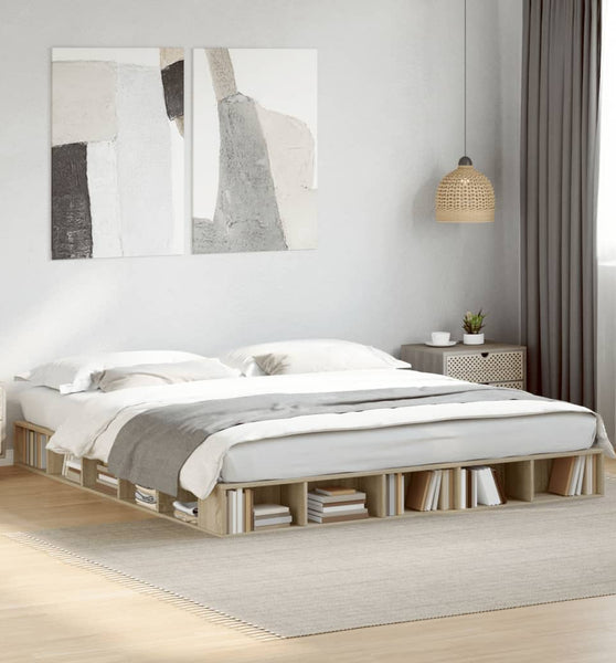 Bettgestell Sonoma-Eiche 200x200 cm Holzwerkstoff