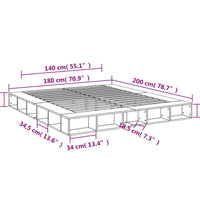 Bettgestell Grau Sonoma 180x200 cm Holzwerkstoff
