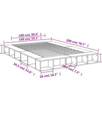 Bettgestell Grau Sonoma 140x200 cm Holzwerkstoff