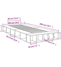 Bettgestell Betongrau 100x200 cm Holzwerkstoff