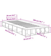 Bettgestell Schwarz 90x200 cm Holzwerkstoff