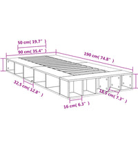 Bettgestell Grau Sonoma 90x190 cm Holzwerkstoff