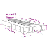 Bettgestell Betongrau 75x190 cm Holzwerkstoff