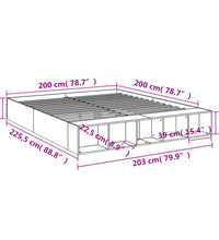 Bettgestell Grau Sonoma 200x200 cm Holzwerkstoff