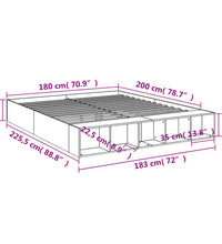 Bettgestell Betongrau 180x200 cm Holzwerkstoff