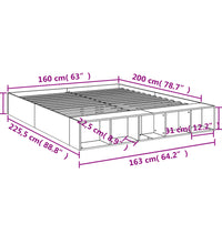Bettgestell Grau Sonoma 160x200 cm Holzwerkstoff