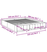 Bettgestell Betongrau 140x200 cm Holzwerkstoff
