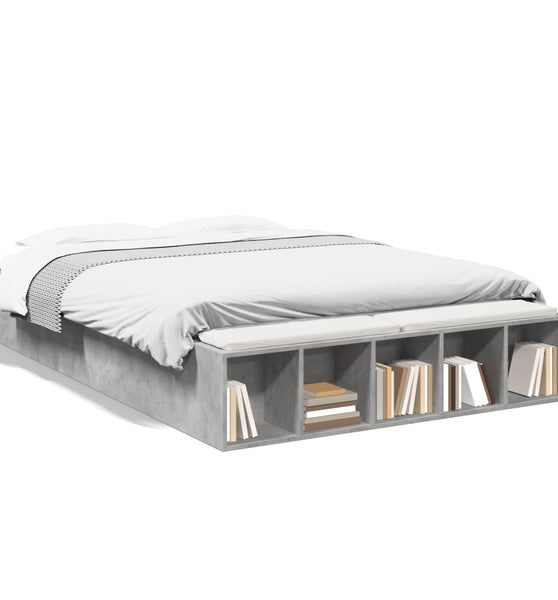Bettgestell Betongrau 140x190 cm Holzwerkstoff