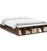 Bettgestell Braun Eichen-Optik 135x190 cm Holzwerkstoff