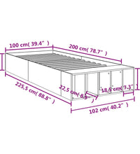 Bettgestell Betongrau 100x200 cm Holzwerkstoff