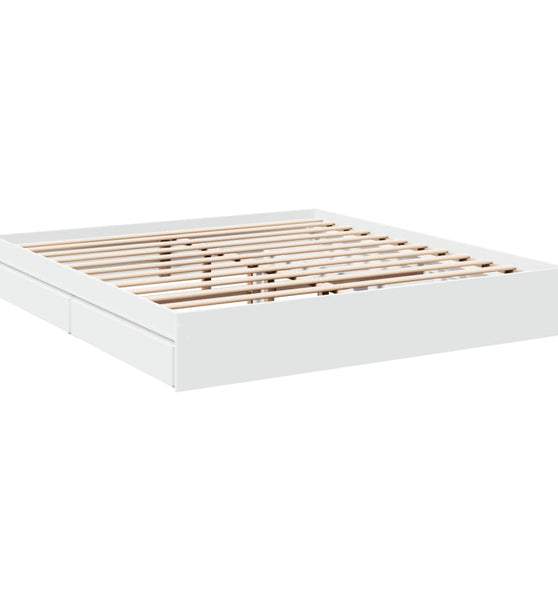 Bettgestell mit Schubladen Weiß 200x200 cm Holzwerkstoff