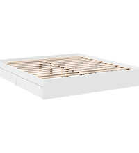 Bettgestell mit Schubladen Weiß 200x200 cm Holzwerkstoff