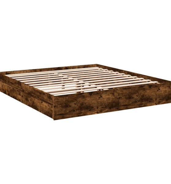 Bettgestell mit Schubladen Räuchereiche 200x200cm Holzwerkstoff