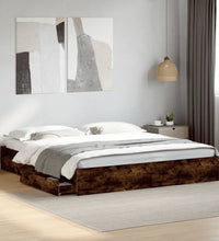 Bettgestell mit Schubladen Räuchereiche 200x200cm Holzwerkstoff
