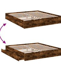 Bettgestell mit Schubladen Räuchereiche 200x200cm Holzwerkstoff
