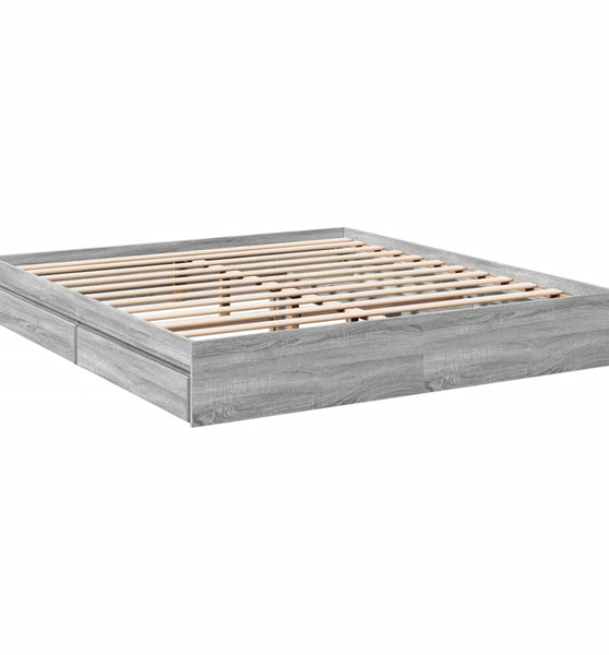 Bettgestell mit Schubladen Grau Sonoma 200x200cm Holzwerkstoff