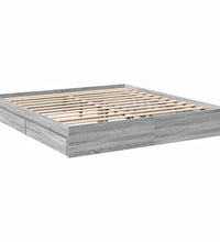 Bettgestell mit Schubladen Grau Sonoma 200x200cm Holzwerkstoff