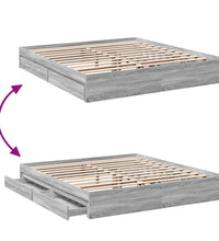 Bettgestell mit Schubladen Grau Sonoma 200x200cm Holzwerkstoff