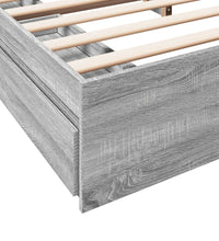 Bettgestell mit Schubladen Grau Sonoma 200x200cm Holzwerkstoff