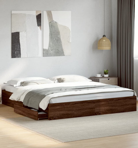 Bettgestell mit Schubladen Braun Eichen-Optik 180x200 cm
