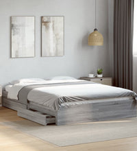 Bettgestell mit Schubladen Grau Sonoma 160x200 cm Holzwerkstoff