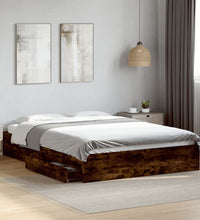 Bettgestell mit Schubladen Räuchereiche 150x200cm Holzwerkstoff