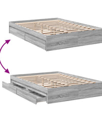 Bettgestell mit Schubladen Grau Sonoma 120x200 cm Holzwerkstoff