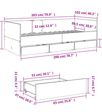 Tagesbett mit Schubladen Betongrau 100x200 cm Holzwerkstoff