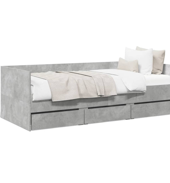 Tagesbett mit Schubladen Betongrau 100x200 cm Holzwerkstoff