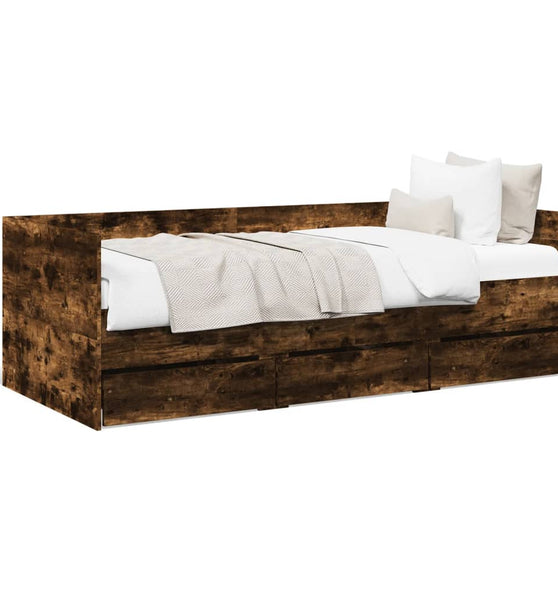 Tagesbett mit Schubladen Räuchereiche 100x200 cm Holzwerkstoff
