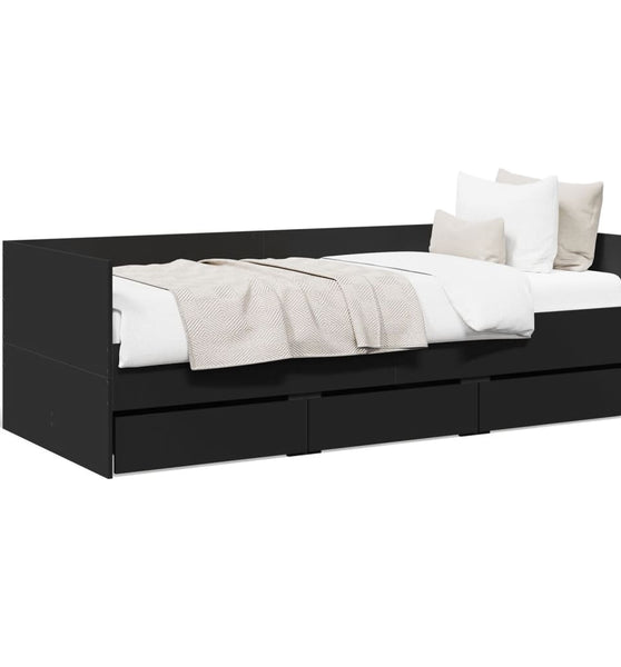 Tagesbett mit Schubladen Schwarz 90x200 cm Holzwerkstoff