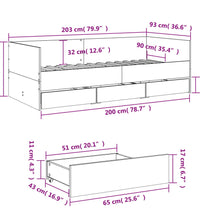 Tagesbett mit Schubladen Räuchereiche 90x200 cm Holzwerkstoff