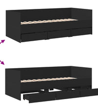 Tagesbett mit Schubladen ohne Matratze Schwarz 90x190 cm
