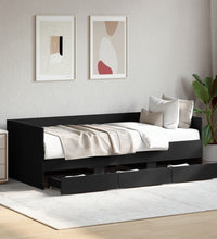 Tagesbett mit Schubladen ohne Matratze Schwarz 90x190 cm