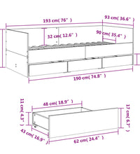 Tagesbett mit Schubladen Räuchereiche 90x190 cm Holzwerkstoff