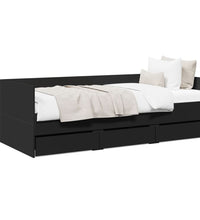 Tagesbett mit Schubladen Schwarz 75x190 cm Holzwerkstoff