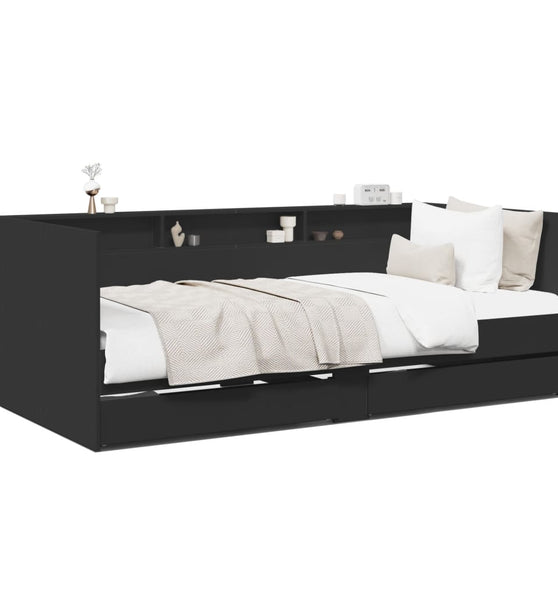 Tagesbett mit Schubladen Schwarz 100x200 cm Holzwerkstoff