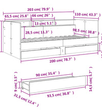 Tagesbett mit Schubladen Sonoma-Eiche 100x200 cm Holzwerkstoff