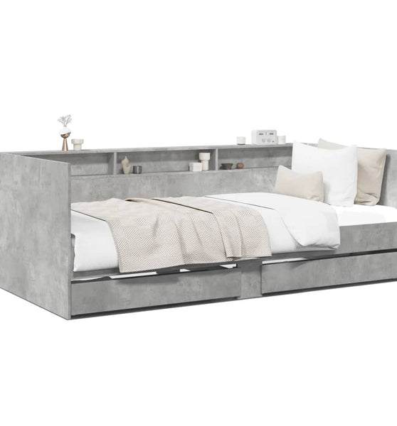 Tagesbett mit Schubladen Betongrau 90x200 cm Holzwerkstoff
