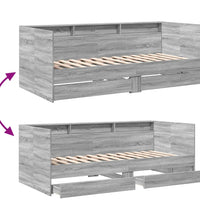 Tagesbett mit Schubladen ohne Matratze Grau Sonoma 90x190 cm