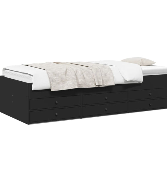 Tagesbett mit Schubladen Schwarz 100x200 cm Holzwerkstoff