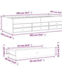 Tagesbett mit Schubladen Betongrau 100x200 cm Holzwerkstoff