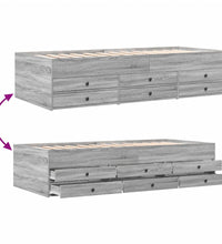 Tagesbett mit Schubladen ohne Matratze Grau Sonoma 100x200 cm